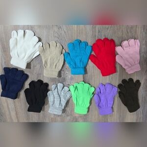Kids Solid Color Stretchy Knit Gloves 11 Pairs New In Package